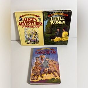 3 VTG Treasury of Children's Classics Books Land of OZ Little Women Alice 1982